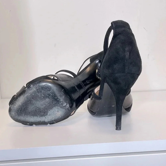 Vintage Y2K  GIORGIO ARMANI High-heeled, kitten Suede-leather sandals Size 37 - Picture 6 of 9